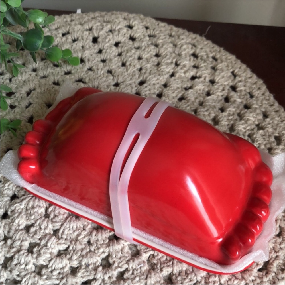 Red Ceramic CRAB Butter Dish - Picture 5 of 6